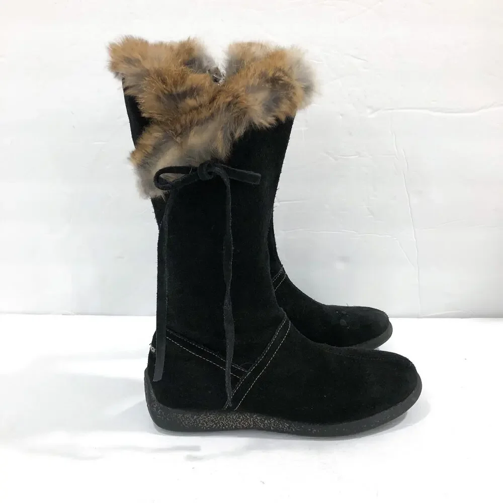 Primigi Black Suede Tall Fur Trim Boots